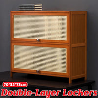 Lattice Front Storage Cabinet with Flip Doors