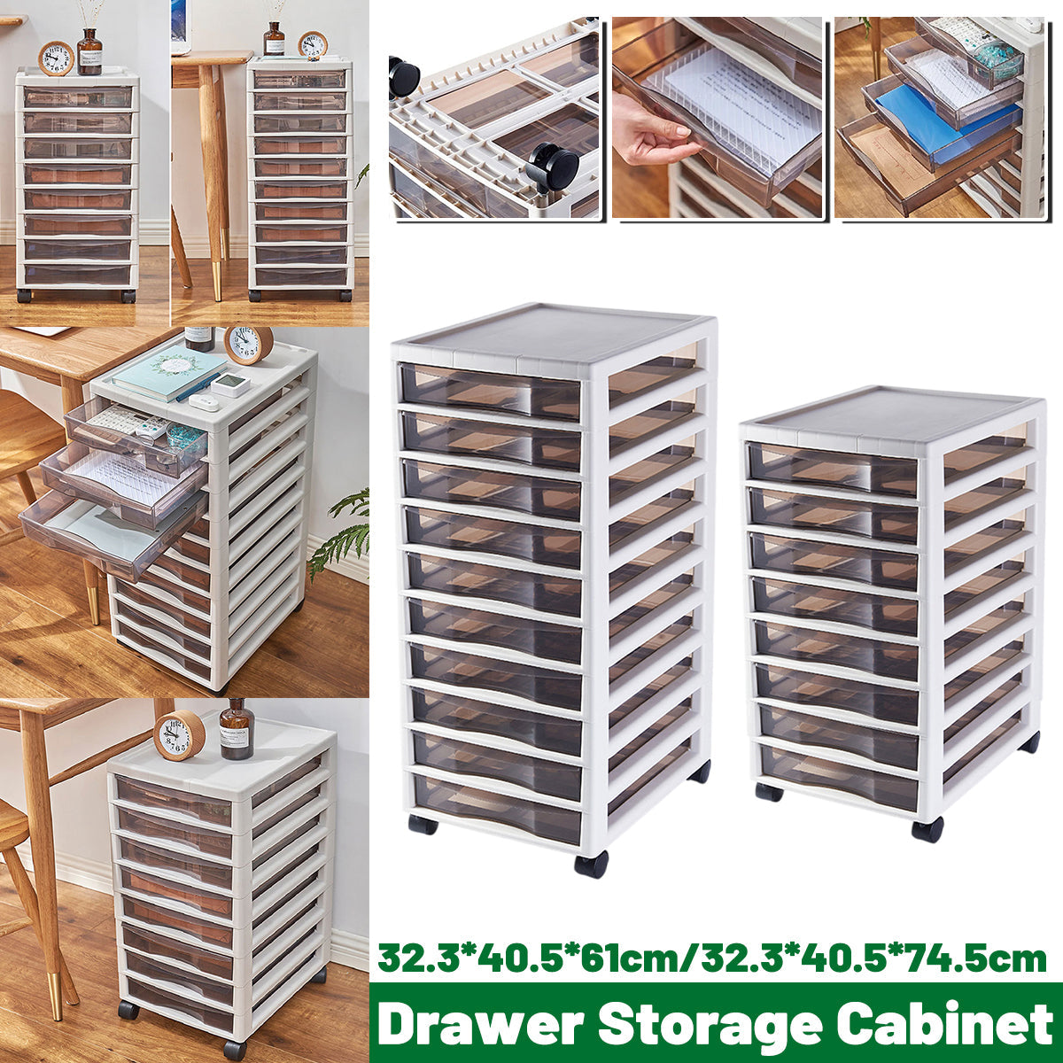 Clear-Front Storage Tower with 8 or 10 Drawers