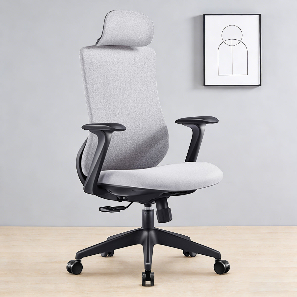 Grey Task Chair with S-Curve Back and Foam Seat