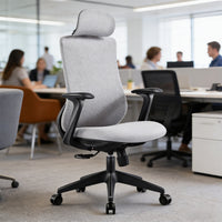 Grey Task Chair with S-Curve Back and Foam Seat