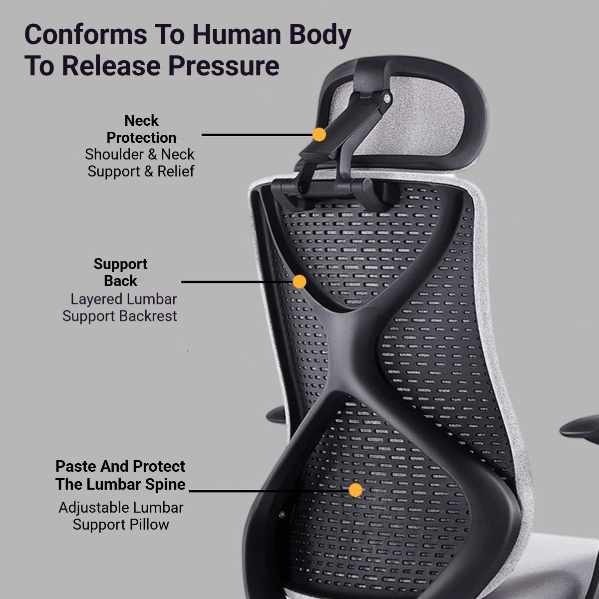 Grey Task Chair with S-Curve Back and Foam Seat