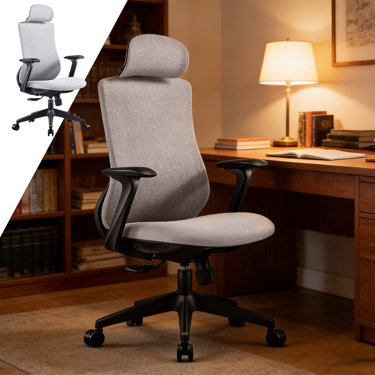Grey Task Chair with S-Curve Back and Foam Seat