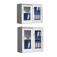 Sliding Door Cabinet with Clear Windows and Lock