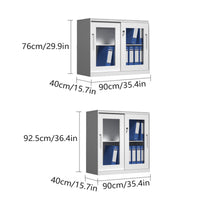 Sliding Door Cabinet with Clear Windows and Lock
