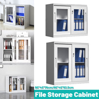 Sliding Door Cabinet with Clear Windows and Lock