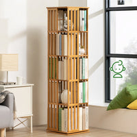 Spinning Bamboo Bookcase with Removable Bookends