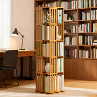 Spinning Bamboo Bookcase with Removable Bookends