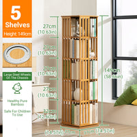 Spinning Bamboo Bookcase with Removable Bookends