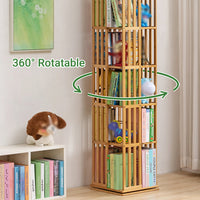 Spinning Bamboo Bookcase with Removable Bookends