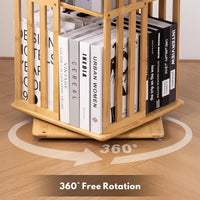 Spinning Bamboo Bookcase with Removable Bookends
