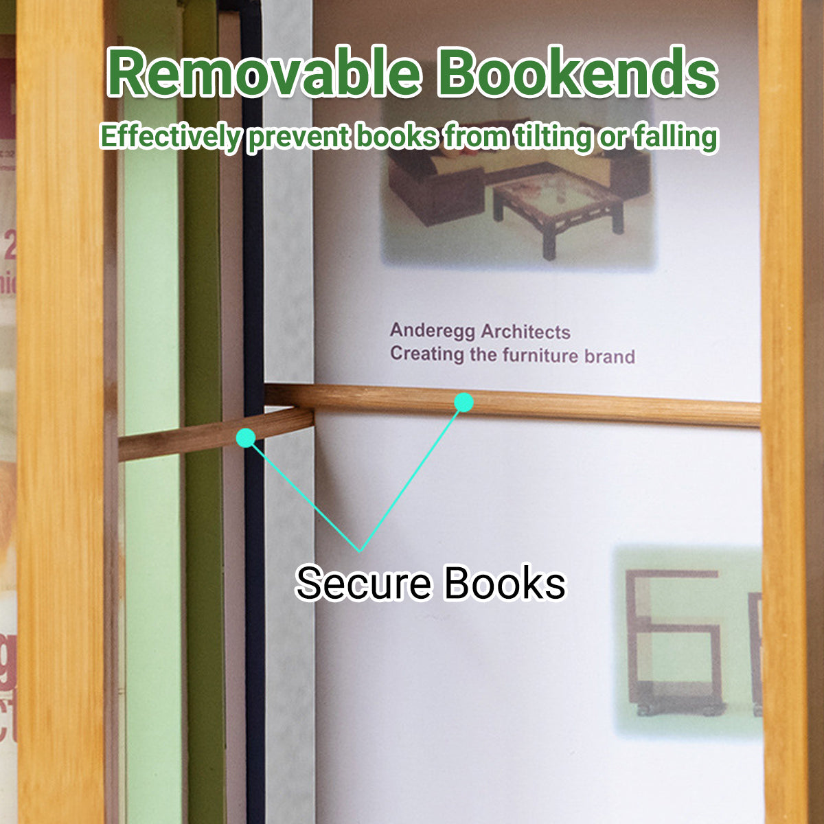 Spinning Bamboo Bookcase with Removable Bookends