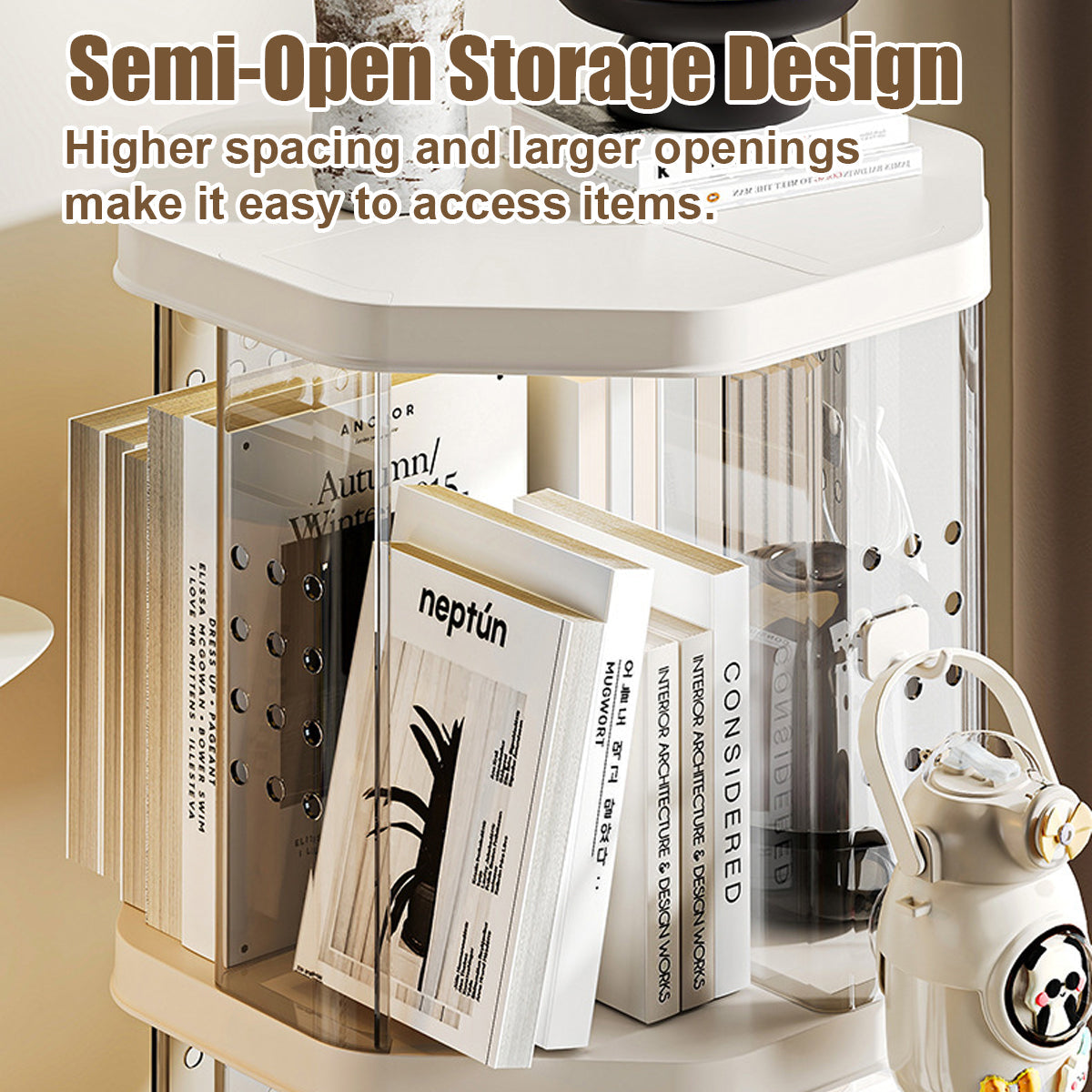 Spinning Floor Bookcase with Clear ABS Panels