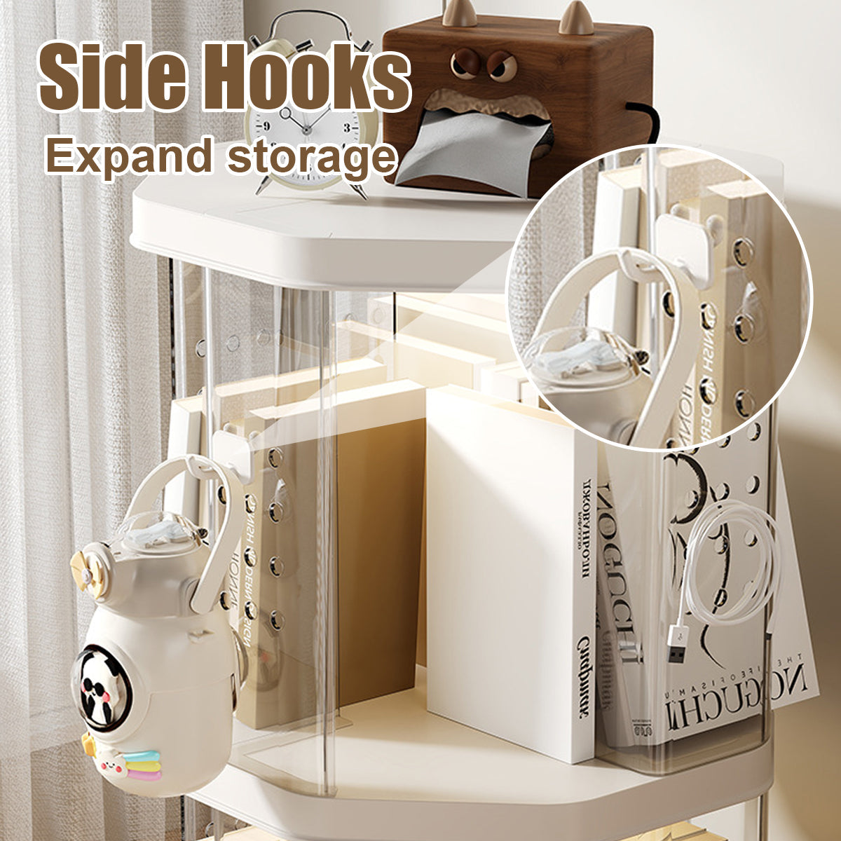 Spinning Floor Bookcase with Clear ABS Panels