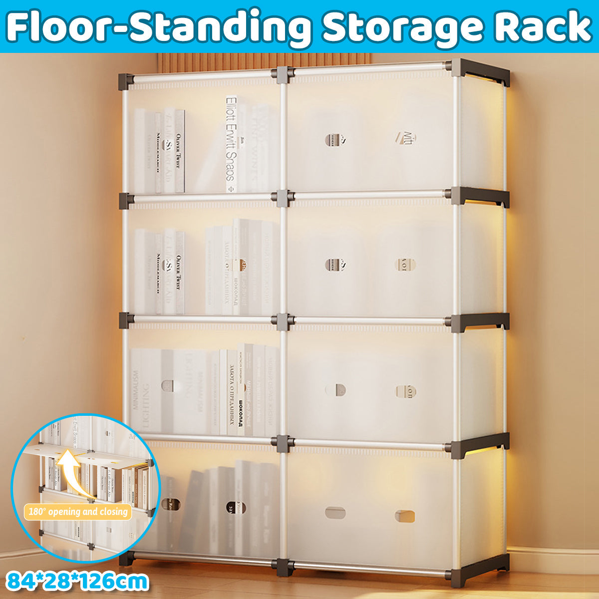 5-Tier Double Row Bookcase with 180 Doors