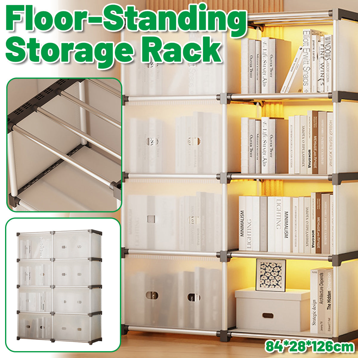 5-Tier Double Row Bookcase with 180 Doors