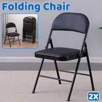 Set of 2 PU Leather Folding Spine Chairs