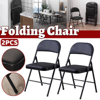 Set of 2 PU Leather Folding Spine Chairs