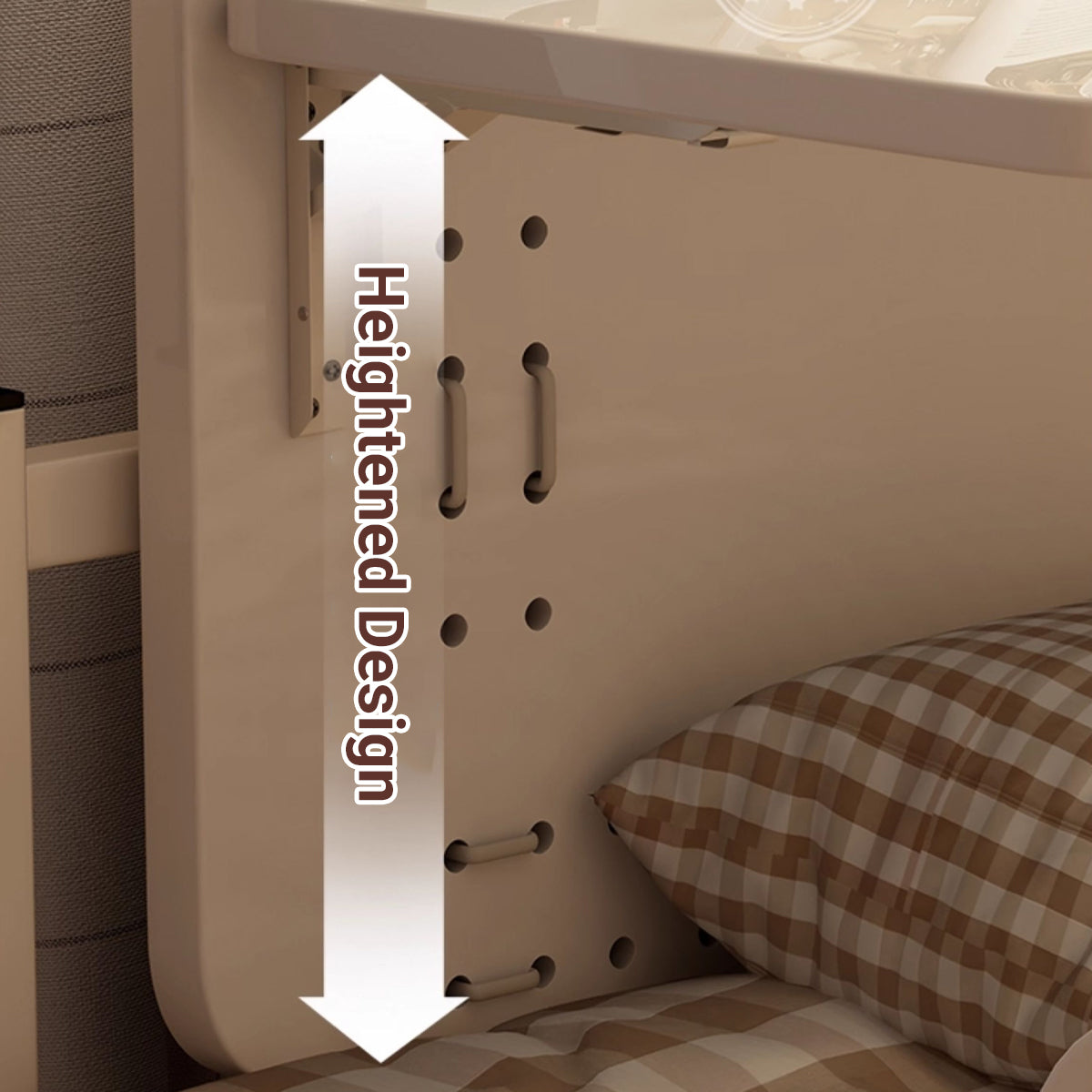 Cable-Tie Bed Mount Table 75x30cm with Wood Top