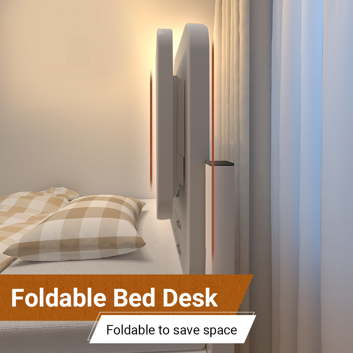 Cable-Tie Bed Mount Table 75x30cm with Wood Top