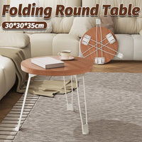 Cream Folding Round Table with Sturdy Steel Legs