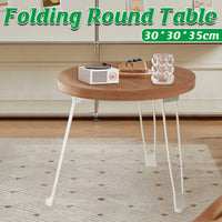 Cream Folding Round Table with Sturdy Steel Legs