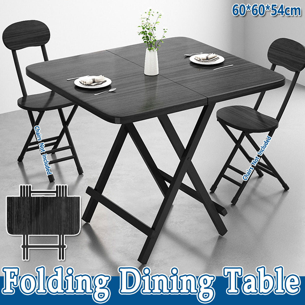 Folding Dining Table with Wood Top and X-Frame