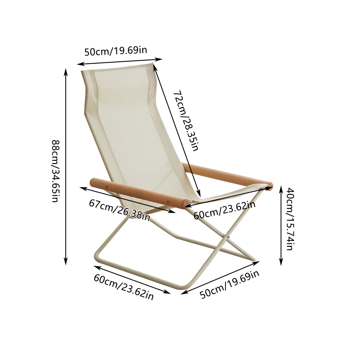 Folding Camp Chair 50x60x88cm with Oxford Seat