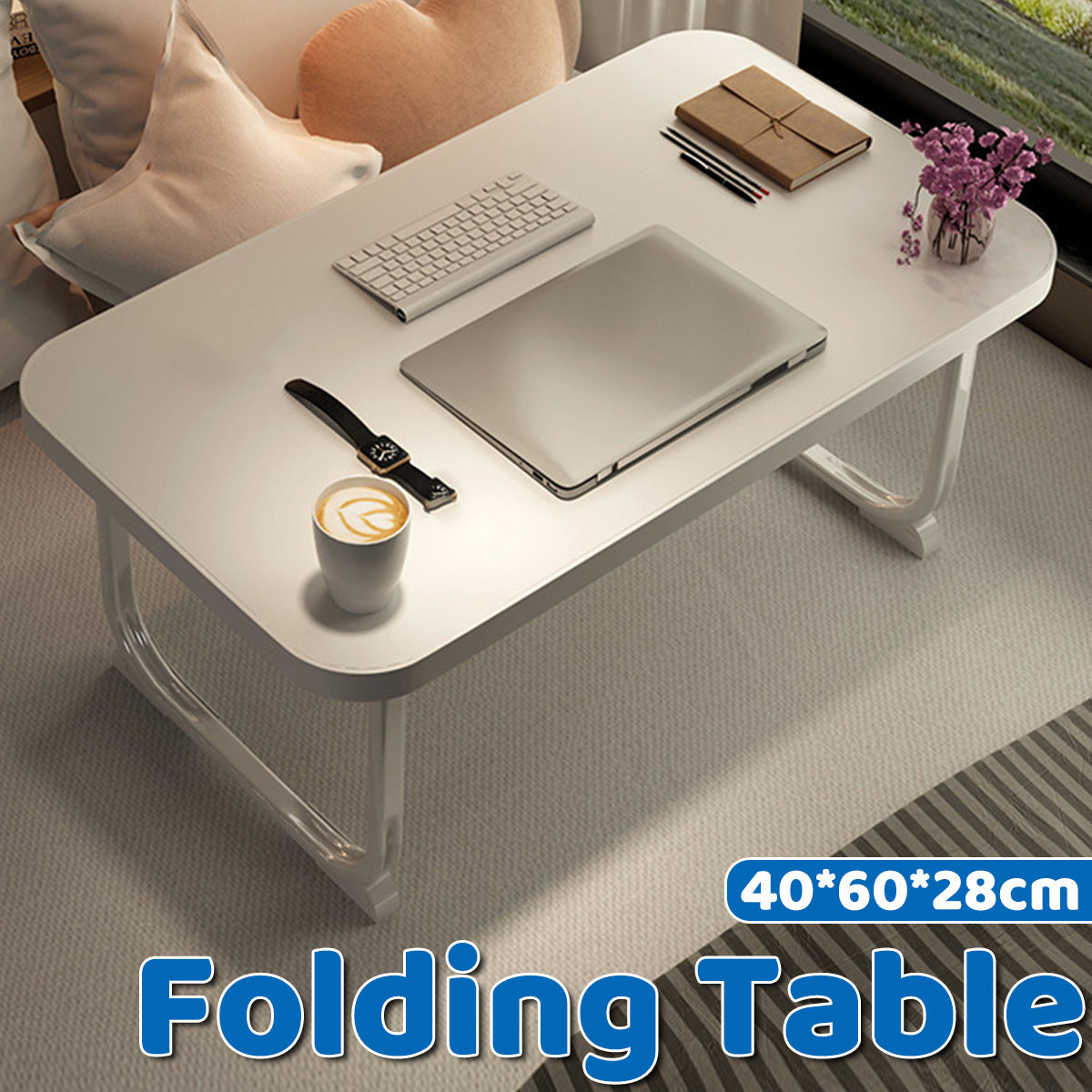 Folding Bed Tray Table with Retractable Legs