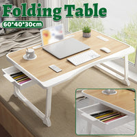 Folding Lap Tray Table with Drawer for Beds