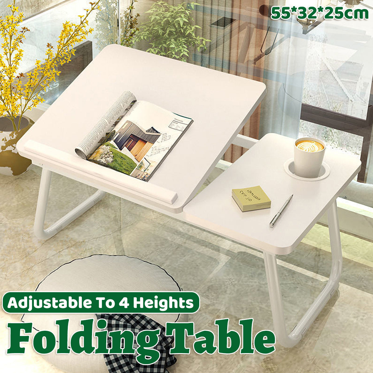 Folding Bedside Tray 21.6x12.6 Inch Tilt Top