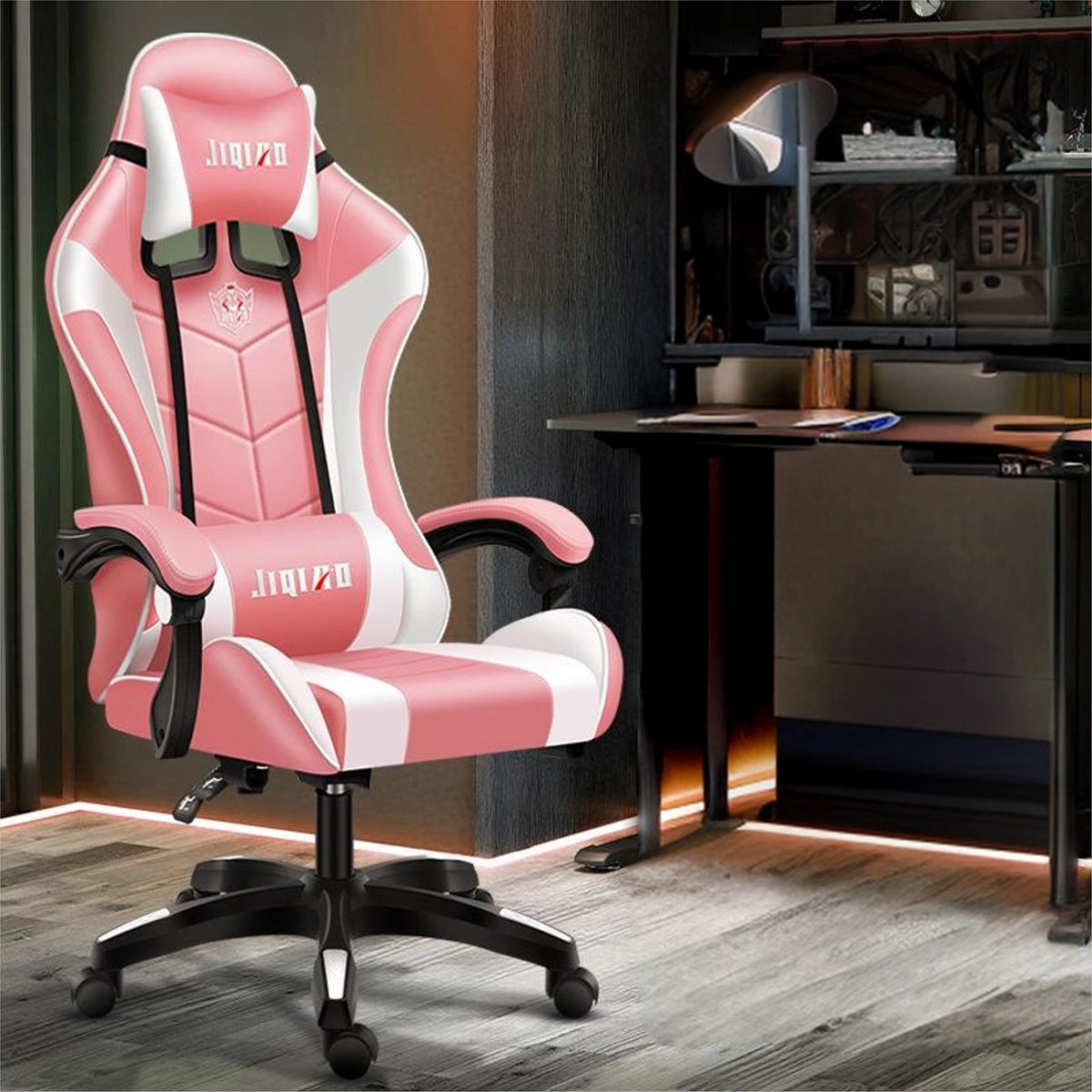 Gaming Recliner in PU Leather with Lumbar Pillow