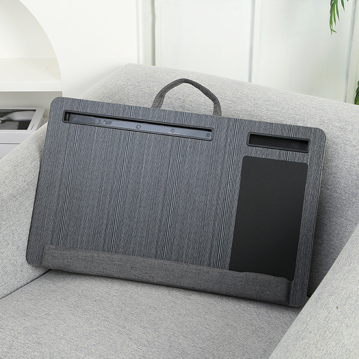 Lap Tray Table with Handle and Cushioned Base