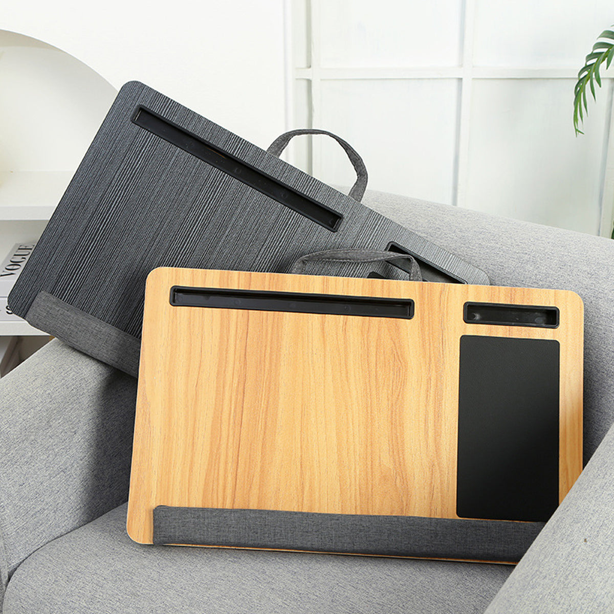 Lap Tray Table with Handle and Cushioned Base