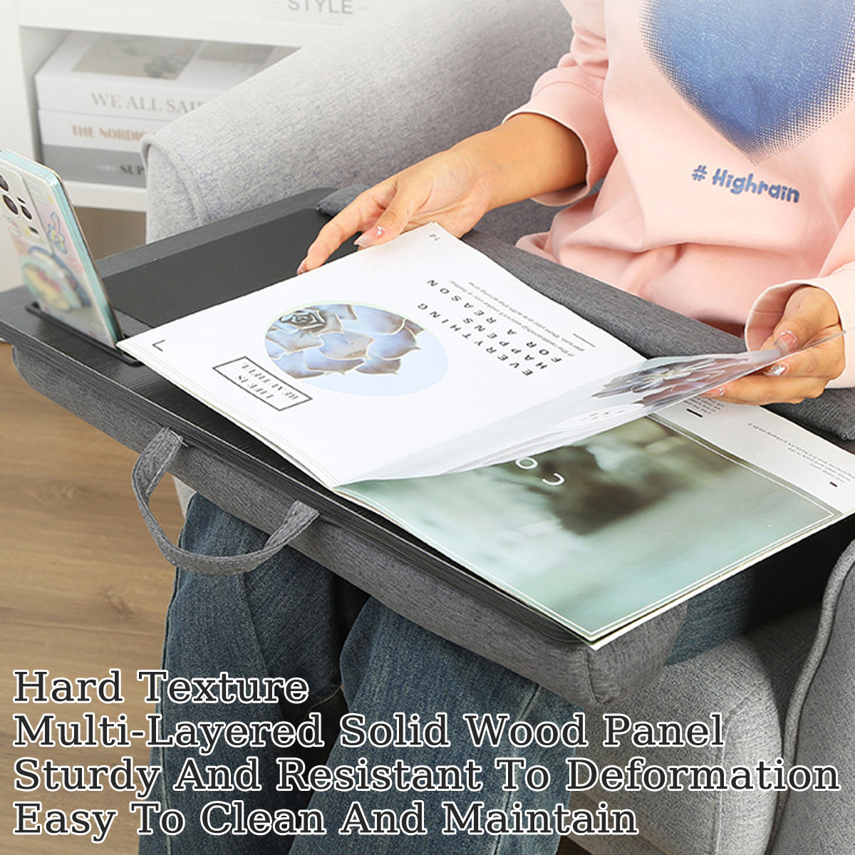Lap Tray Table with Handle and Cushioned Base