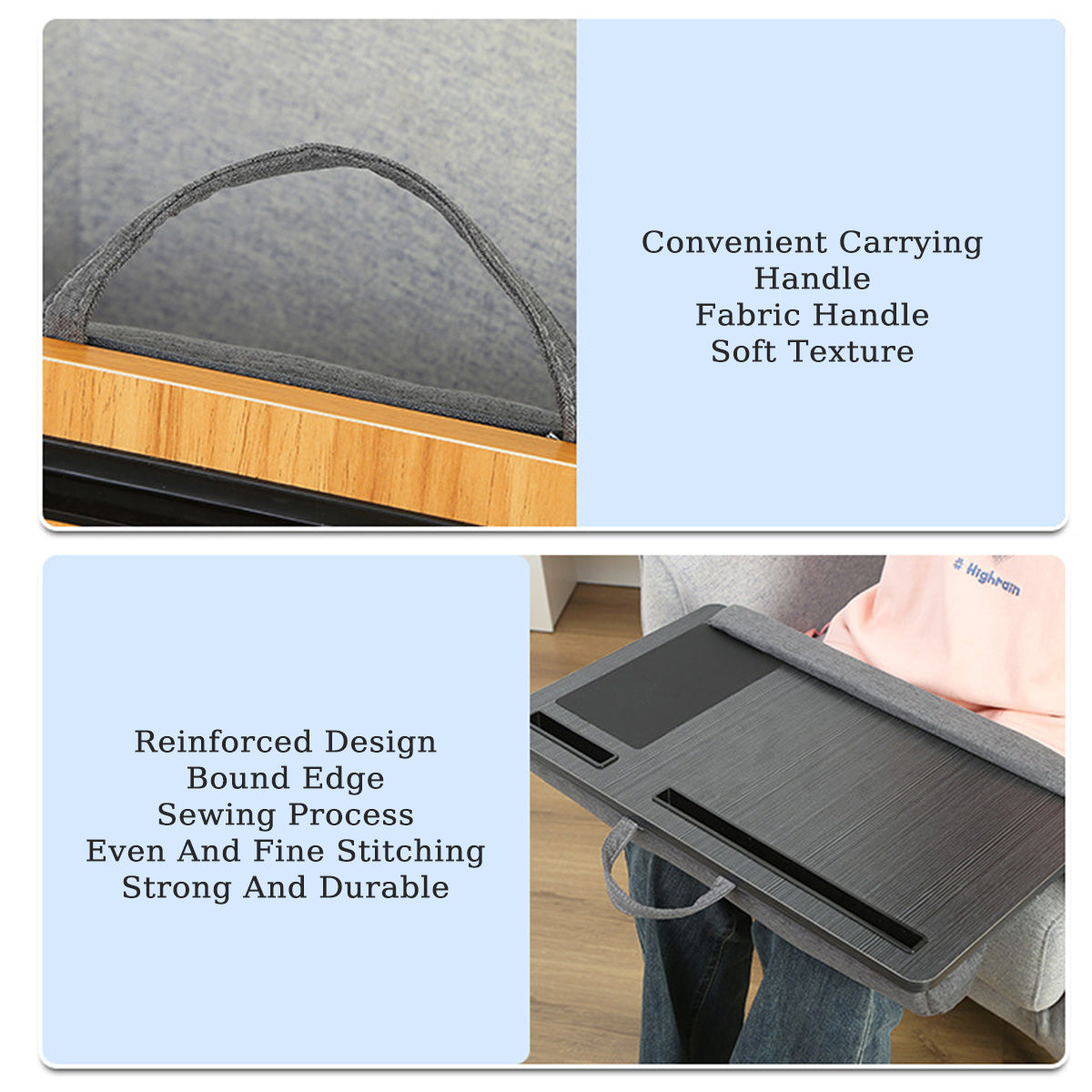Lap Tray Table with Handle and Cushioned Base