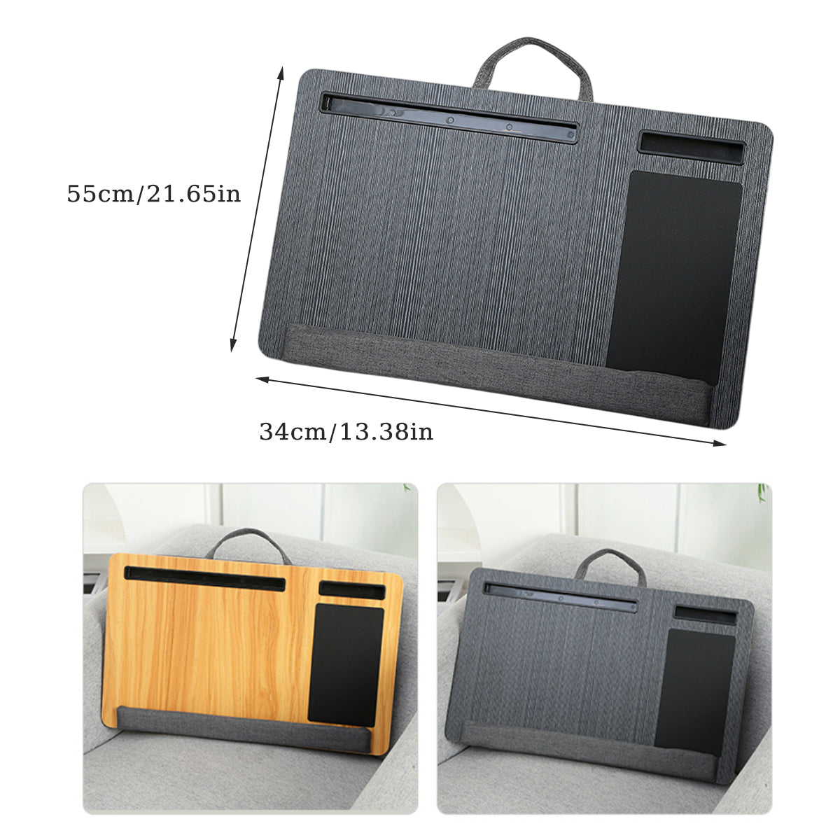 Lap Tray Table with Handle and Cushioned Base