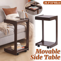 Solid Wood C-Shape Coffee Table with Drawer