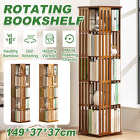 Spinning Bamboo Bookcase with Removable Bookends