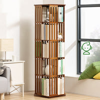 Spinning Bamboo Bookcase with Removable Bookends