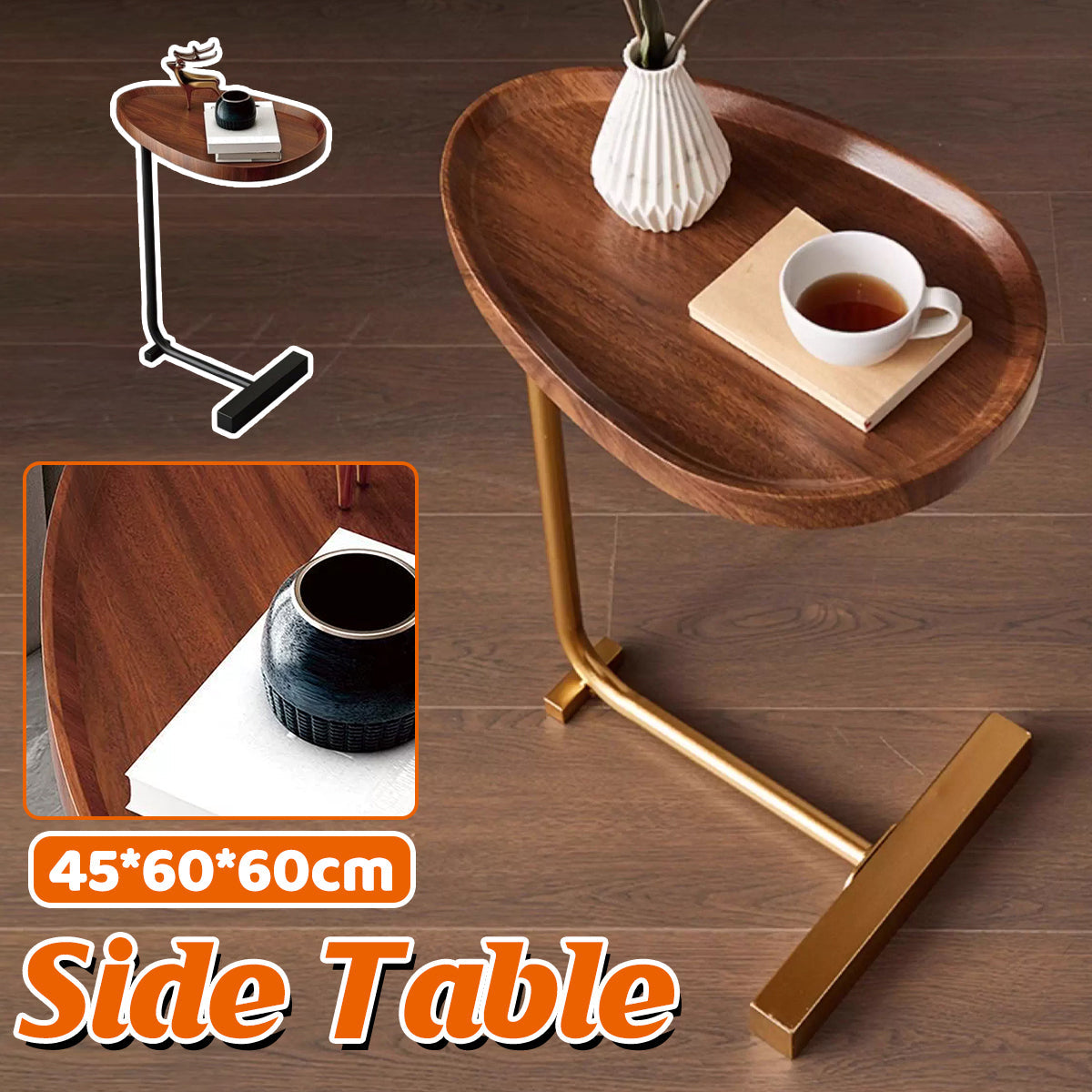 Compact MDF Side Table on Iron Legs
