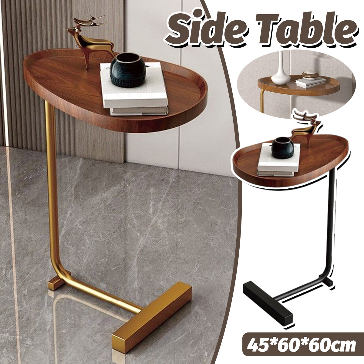 Compact MDF Side Table on Iron Legs