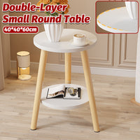 Nordic 2-Tier Round Side Table with Wood Legs