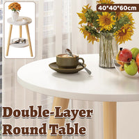 Nordic 2-Tier Round Side Table with Wood Legs