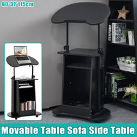 Rolling Side Table with Tilt Top and Lower Cabinet