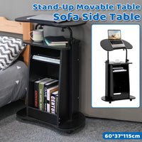 Rolling Side Table with Tilt Top and Lower Cabinet