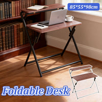 Folding Two-Tier Desk with Warm Wood Surface