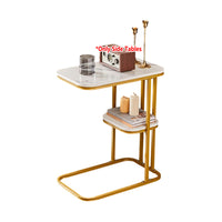 Two-Tier End Table with Marble Top Gold Frame